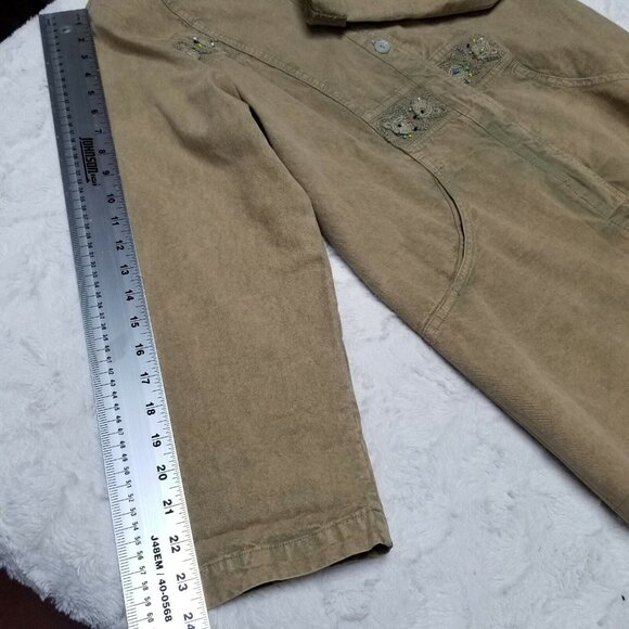 Marilu Womens Cotton Brown Embroidered Jacket Shirt 3/4 Sleeve Made in Italy - Picture 10 of 11